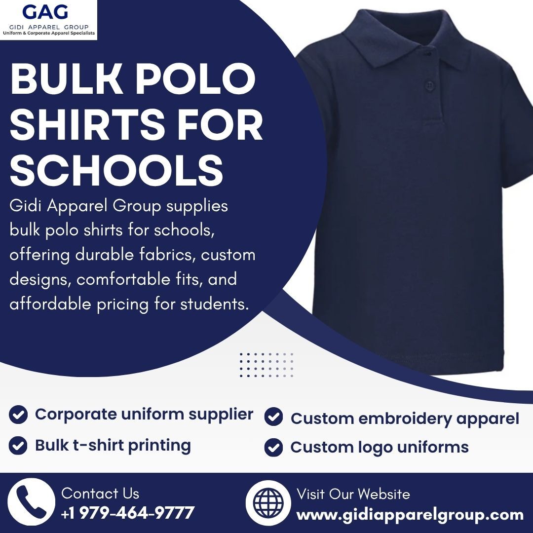 Houston, Business, Bulk Polo Shirts For Schools: Gidi Apparel Group Essentials