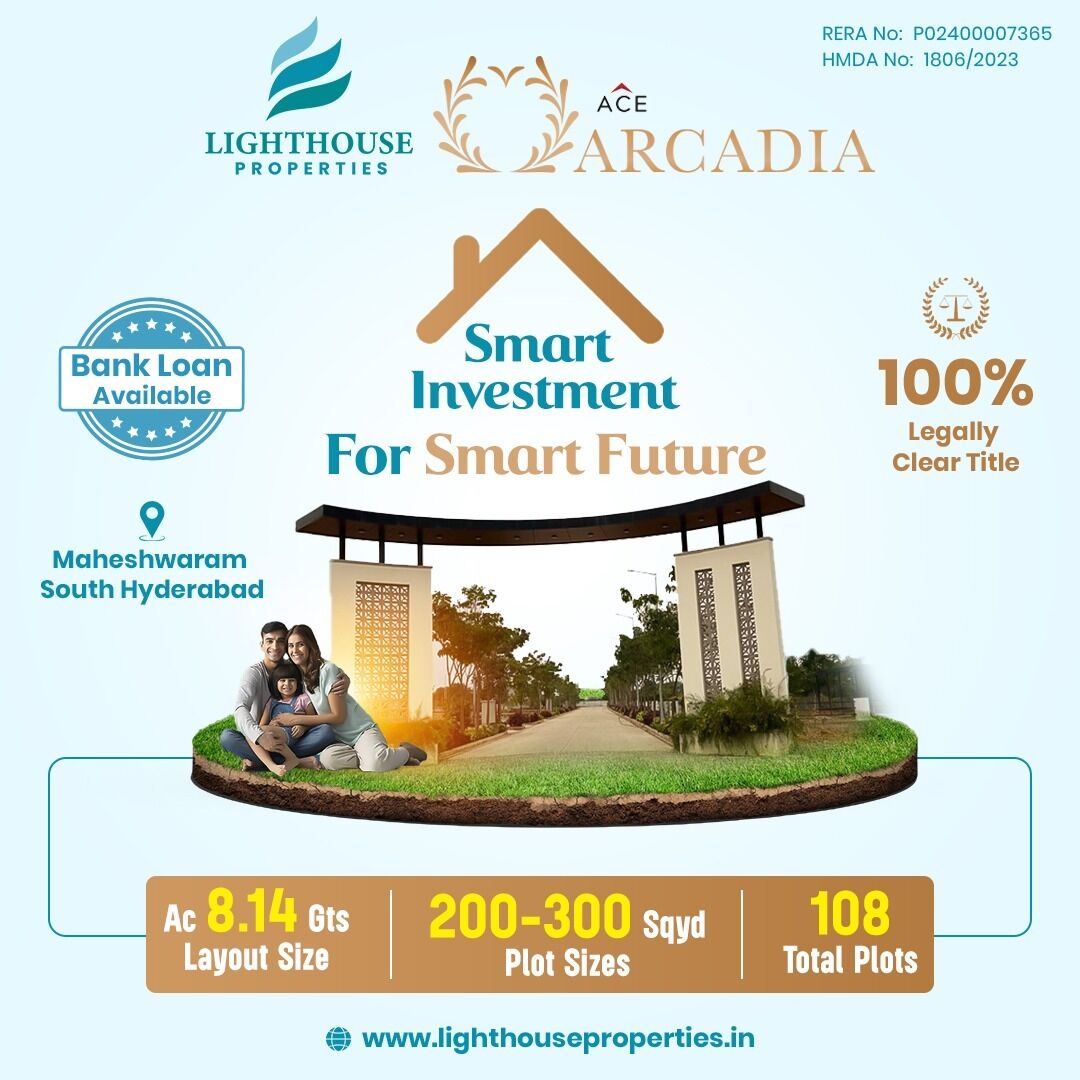 Hyderabad, Residential Plots, INR 22000,  200 Sq. Yard,  Ace Arcadia &ndash; HMDA & RERA Approved Gated Community Location: Maheshwaram