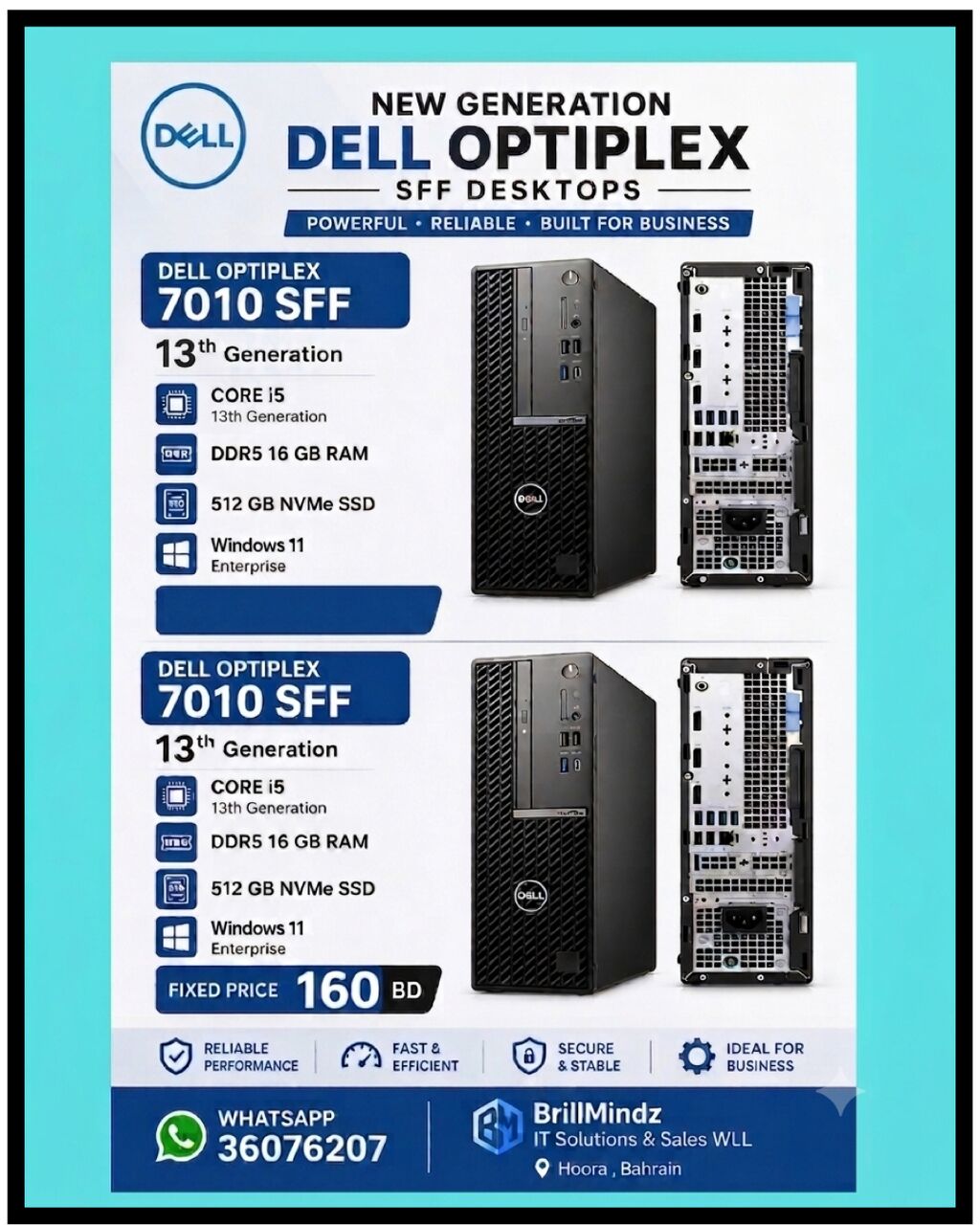Manama, Computers, BHD 120,  Dell Optiplex 3080 MT 10the Generation 120BD