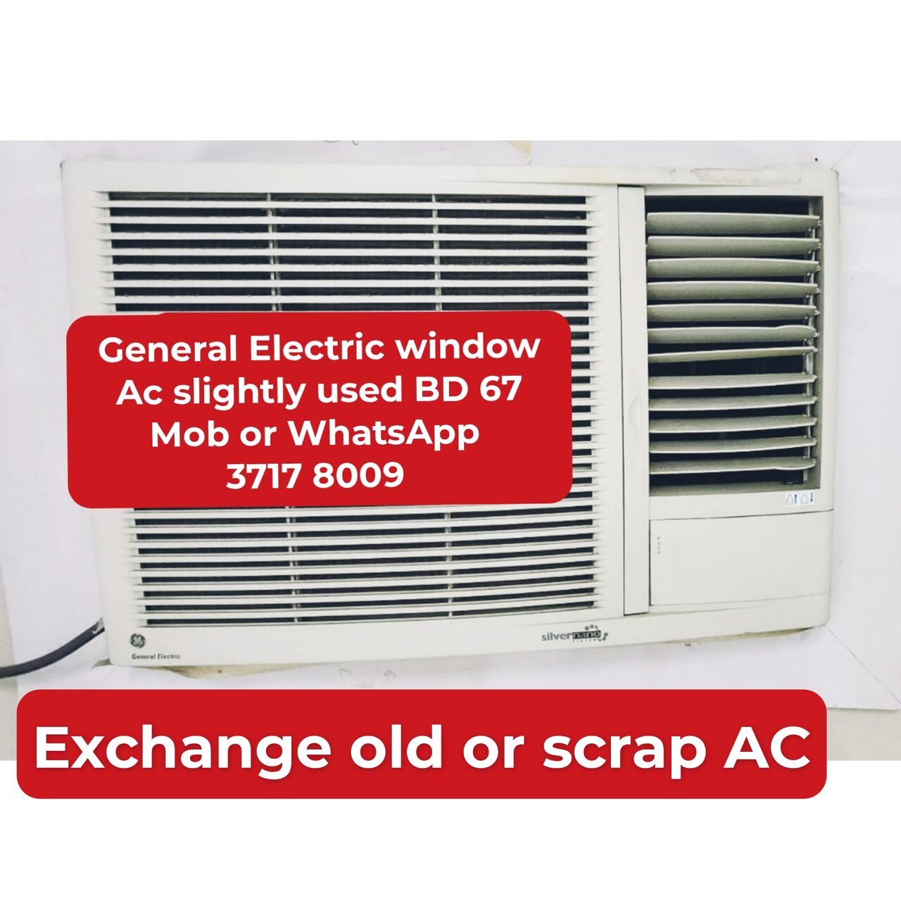 Manama, Air Conditioners, BHD 67,  🌐🌍General Electric Window Ac 2 Ton In Good Condition For Sale With Delivery And Fixing