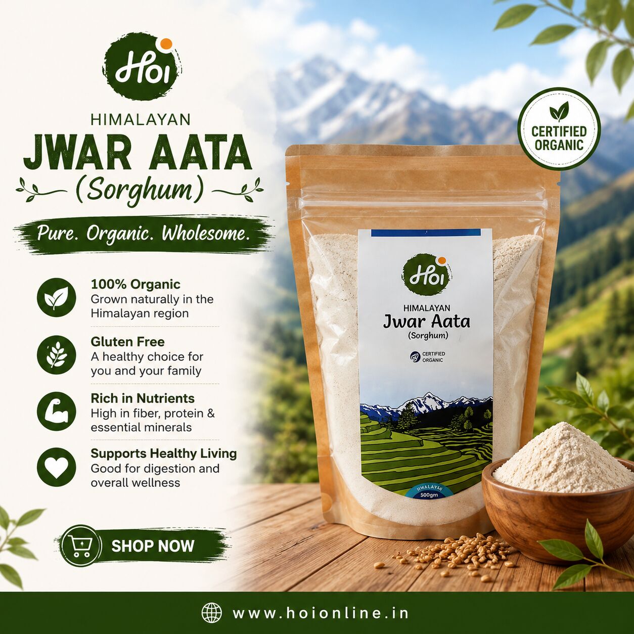 Mumbai, Food & Drink, Buy Organic Sorghum Flour - Jwar Aata At Best Price