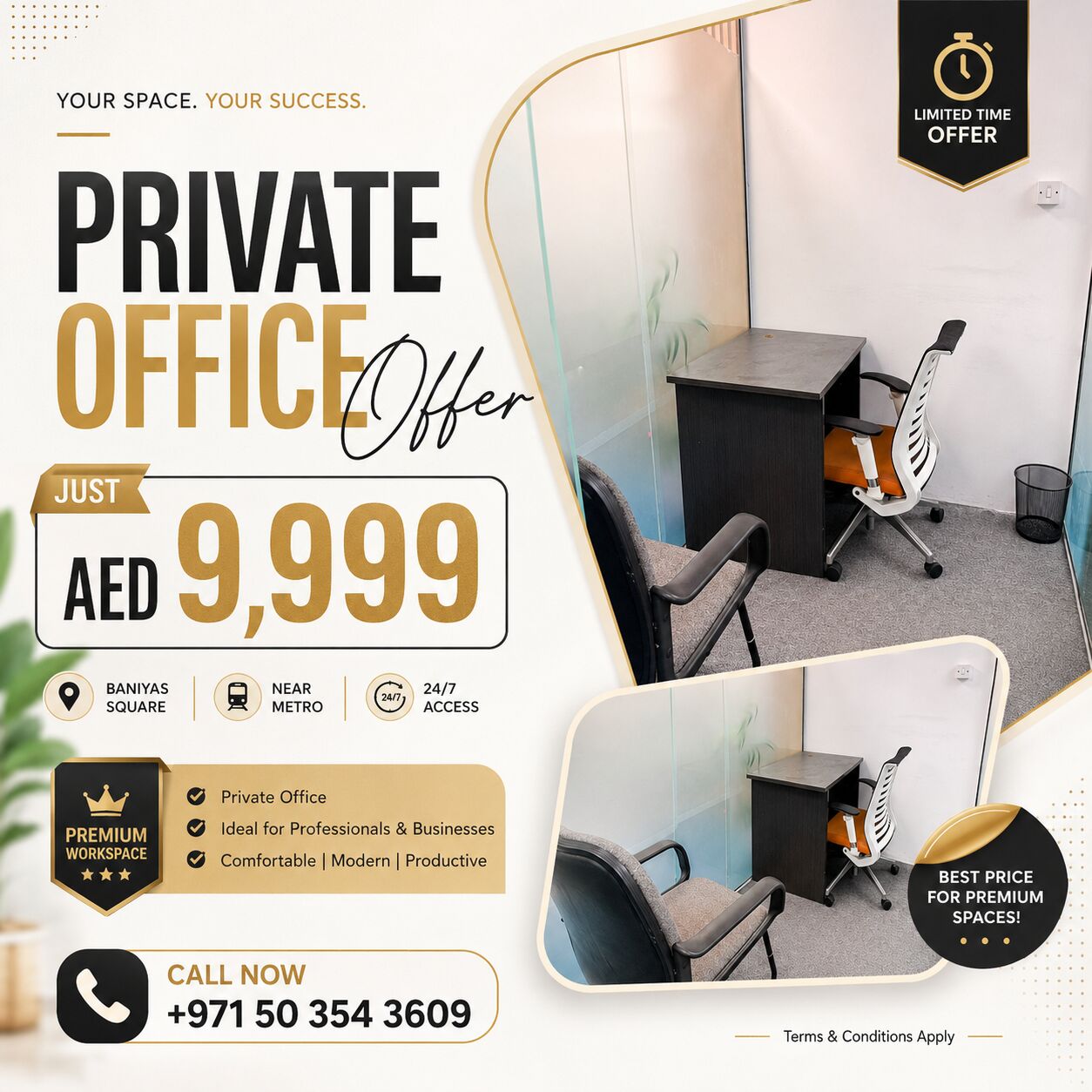 Dubai, Offices, AED 9999,  10 Sq. Meter,  Private Business Office Close To Baniyas Metro