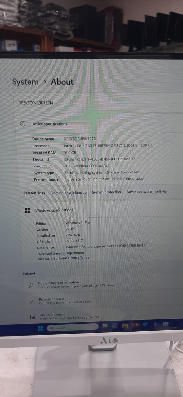Al Sharafeyah, Computers, SAR 2250,  All In One AIO Core I7 10th Gen Ram DDR4 16gb SSD 512gb Org Win 11 Pro