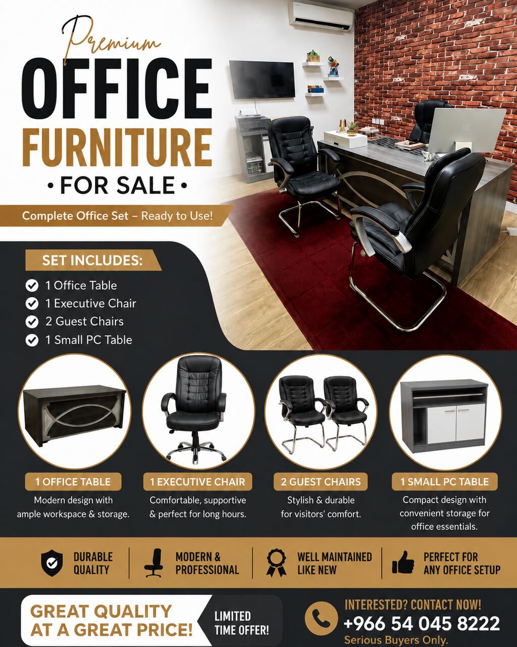 Dammam, Furniture, SAR 1500,  Office Furniture Good Quality (used)