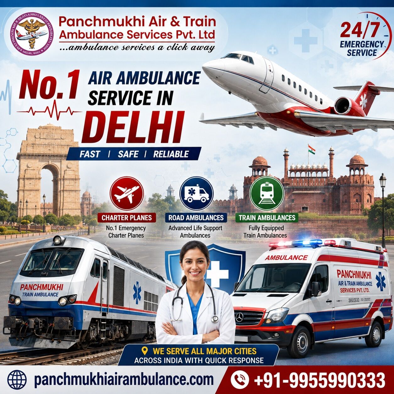 New Delhi, Health, Panchmukhi ICU Air Ambulance In Delhi - Receive Continuous Patient Care