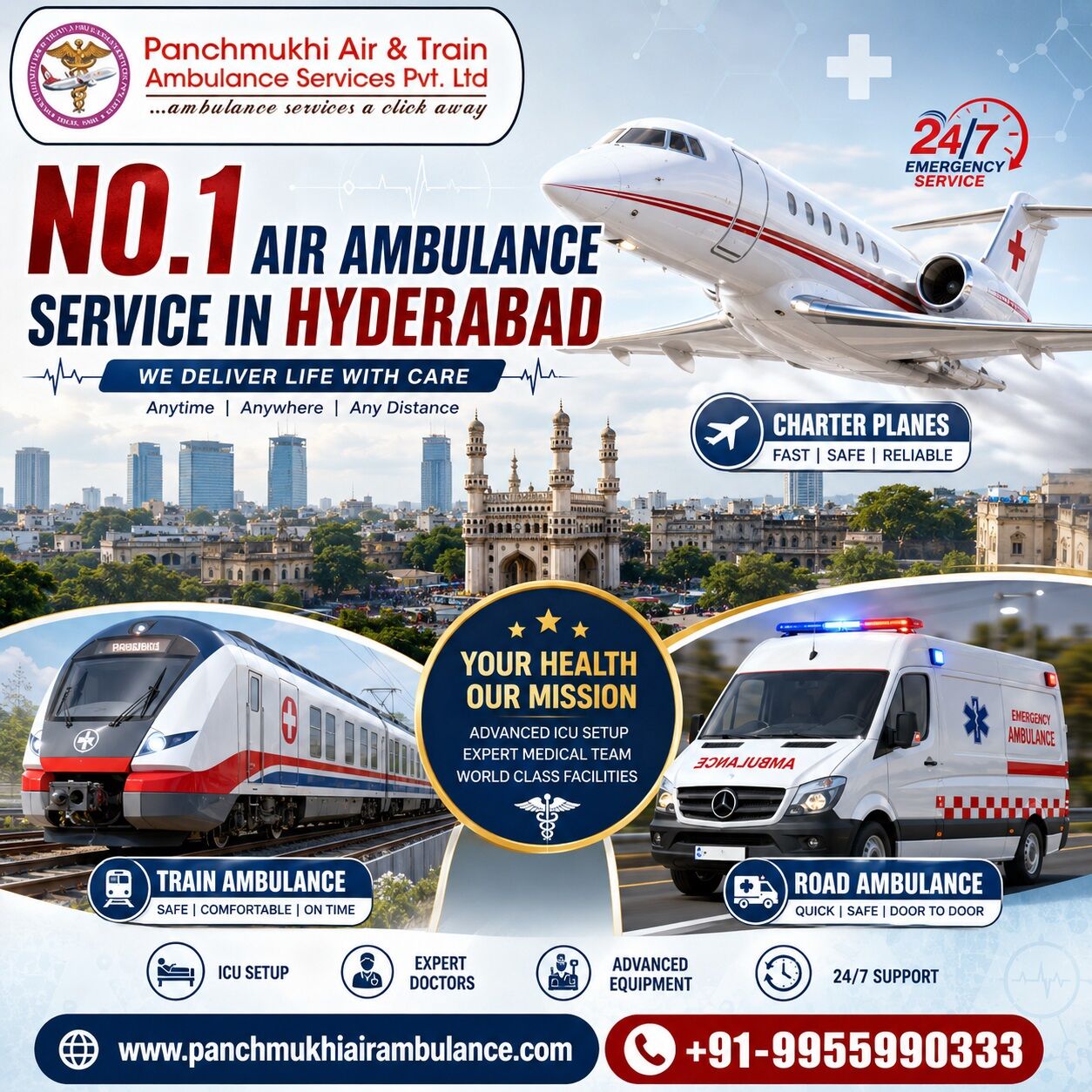 Hyderabad, Health, Panchmukhi Hi Tech Air Ambulance In Hyderabad - Critical Care Transfer Arranged Promptly