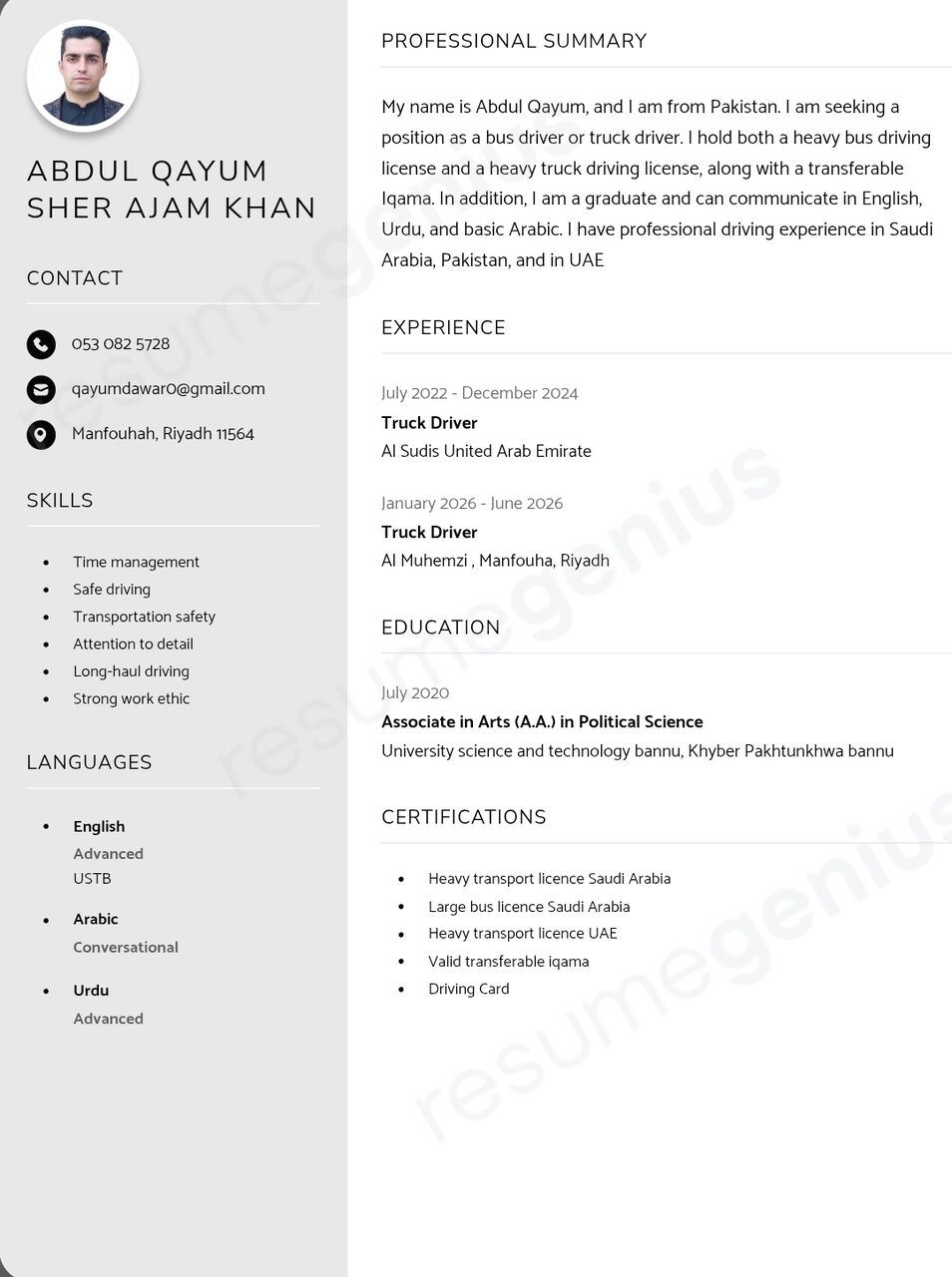 Riyadh, Job Seekers, Looking For Driving Post