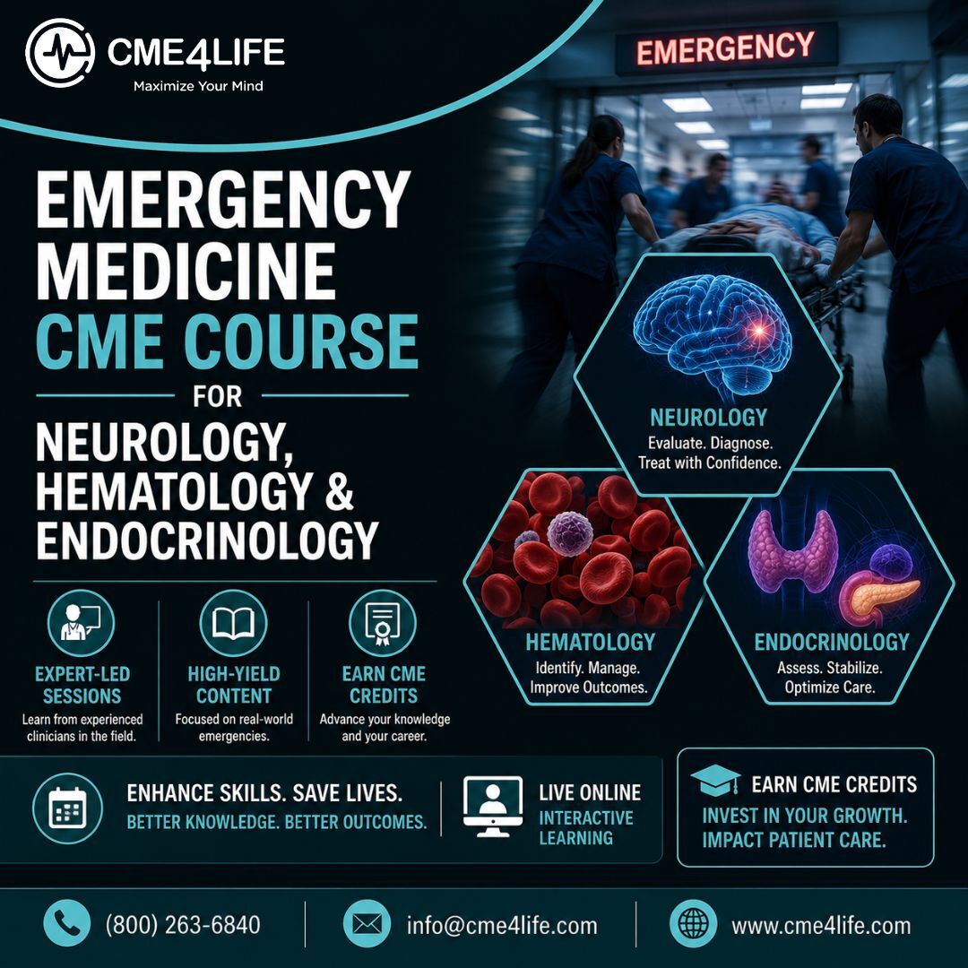 New York, Education, Emergency Medicine CME Course For Neurology, Hematology & Endocrinology