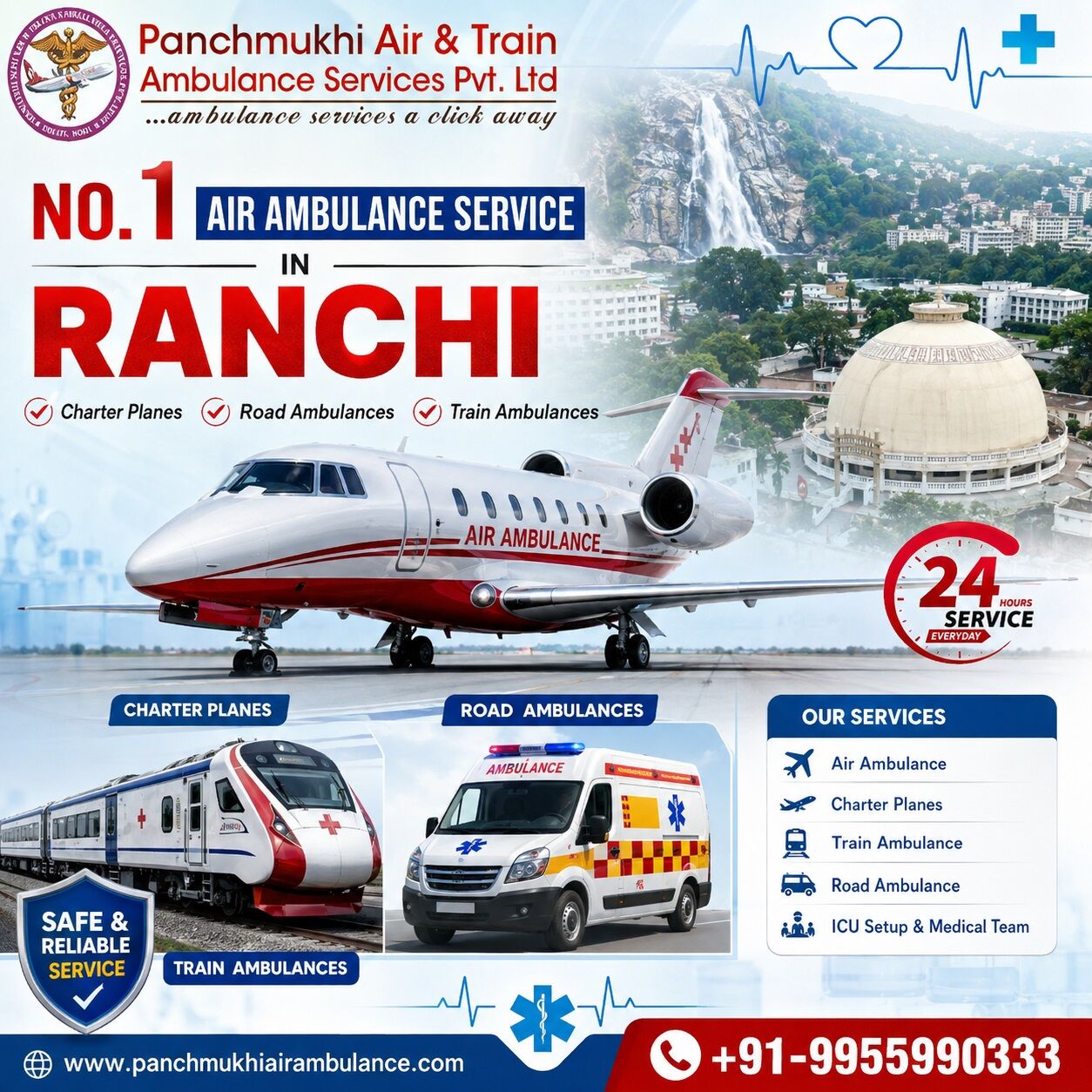 Ranchi, Health, Panchmukhi Emergency Air Ambulance In Ranchi - ICU Transport Services With Advanced Featur