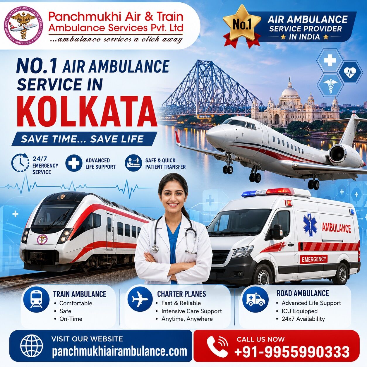 Kolkata, Health, Panchmukhi Best Patient Shifting Air Ambulance In Kolkata- Life Saving Flights With Nation