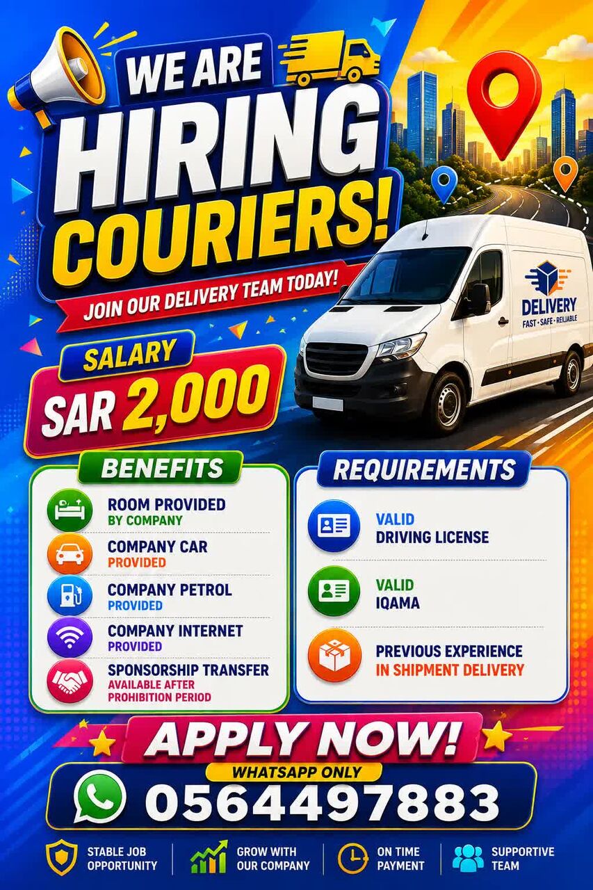 Riyadh, Temp Jobs, Hiring Couriers