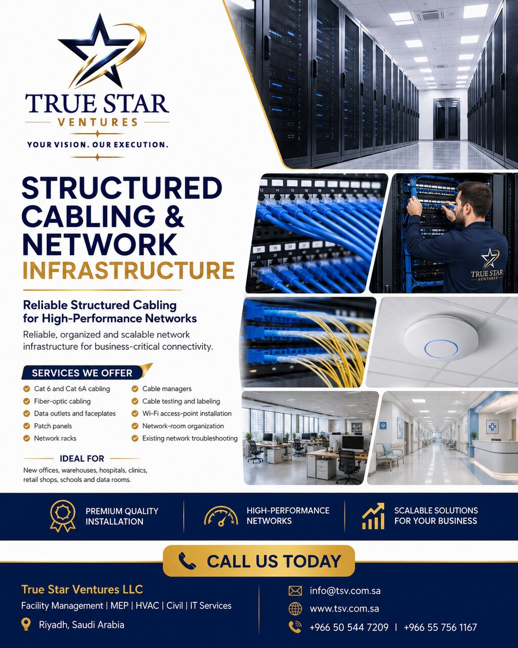 Riyadh, Computer, Cat6, Fiber Optic & Structured Cabling Services