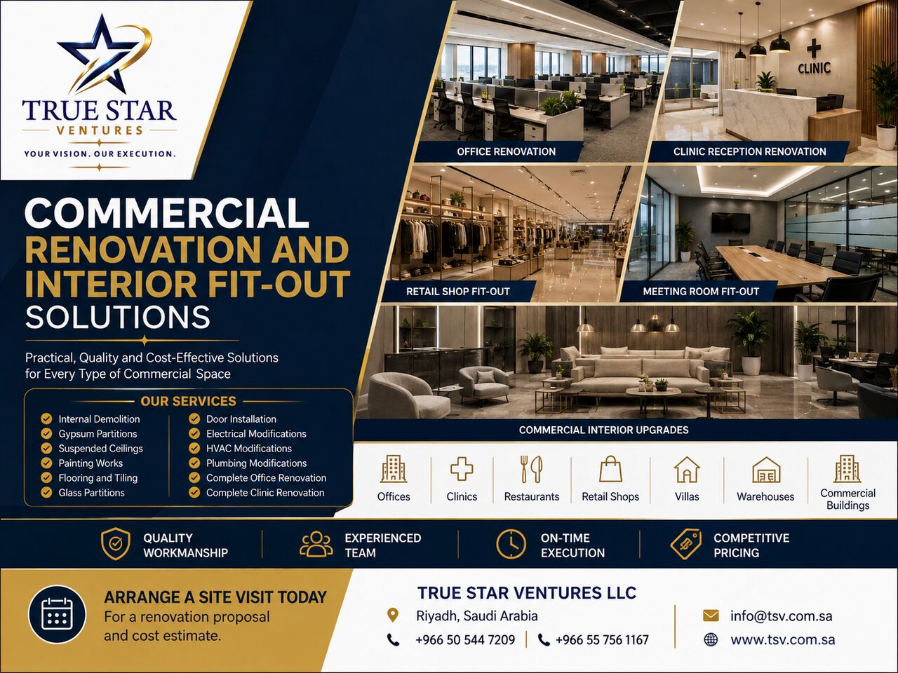 Riyadh, Construction, Office, Clinic & Shop Renovation / Interior Fit-Out Services