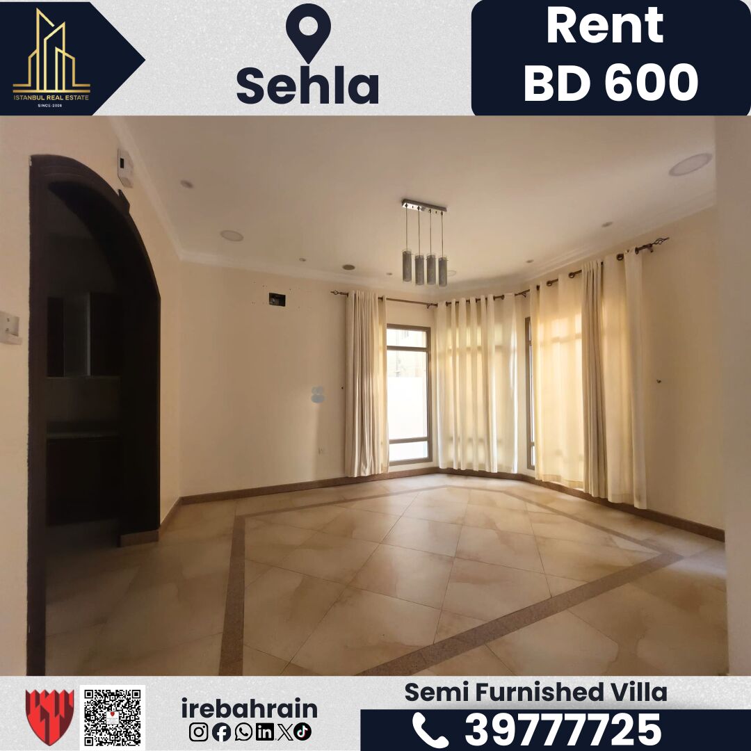Manama, Apartments, Flats, Houses & Villas, BHD 600/month,  Furnished,  4 BR,  Semi-Furnished Villa For Rent &ndash; Sehla For 600 Bd