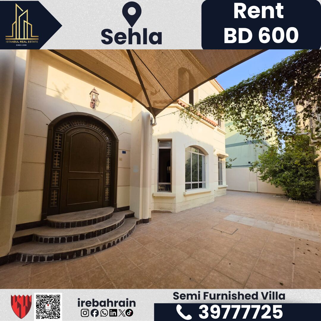 Manama, Apartments, Flats, Houses & Villas, BHD 600/month,  Furnished,  4 BR,  Semi-Furnished Villa For Rent &ndash; Sehla For 600 Bd