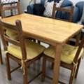 SAR 100, Wooden Dinning Table (used ) With Four IKEA Chairs For Sale - 100 SAR