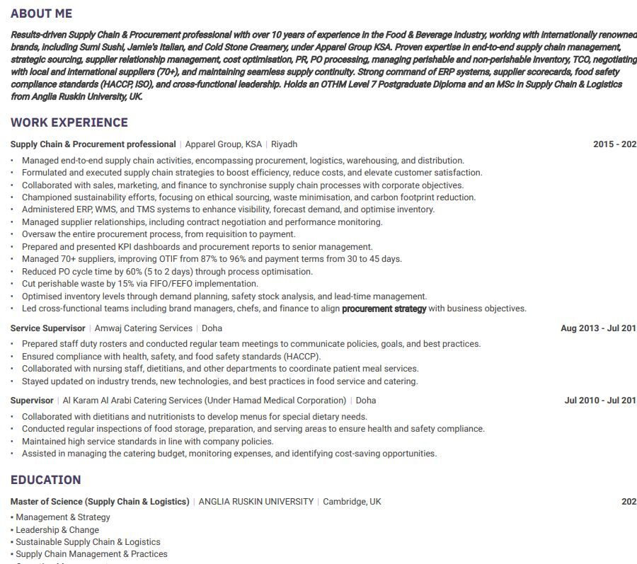 Riyadh, Job Seekers, Supply Chain & Procurement Professional With Over 10 Years Of Solid Experience In The KSA