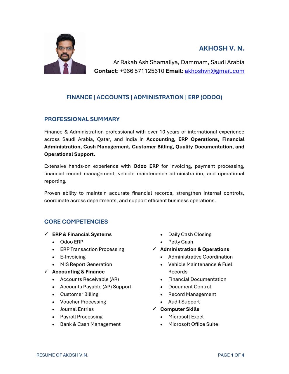 Dammam, Job Seekers, Accounts & Administration Executive | Odoo ERP | 10+ Years GCC Experience