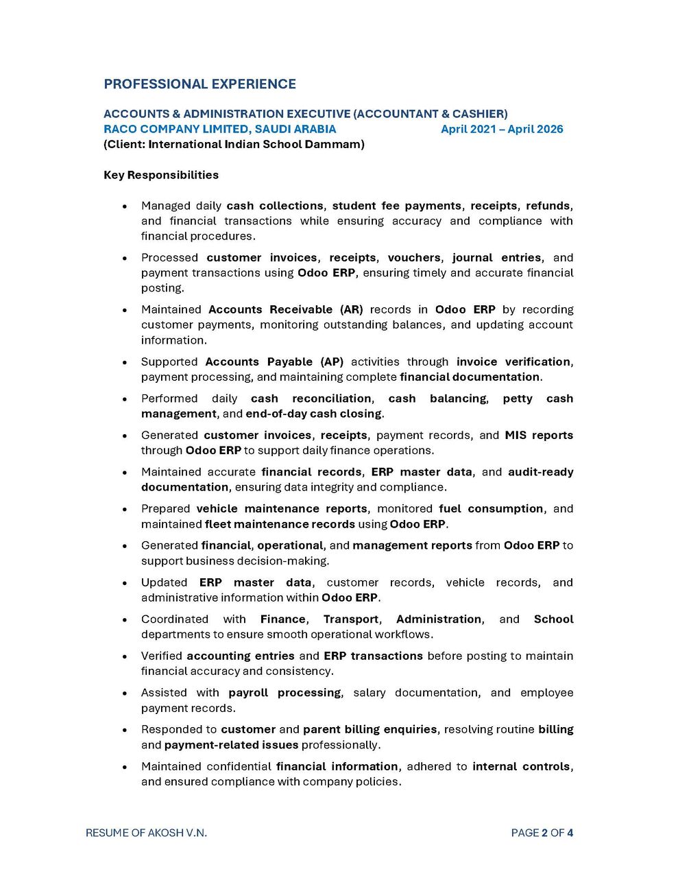 Dammam, Job Seekers, Accounts & Administration Executive | Odoo ERP | 10+ Years GCC Experience
