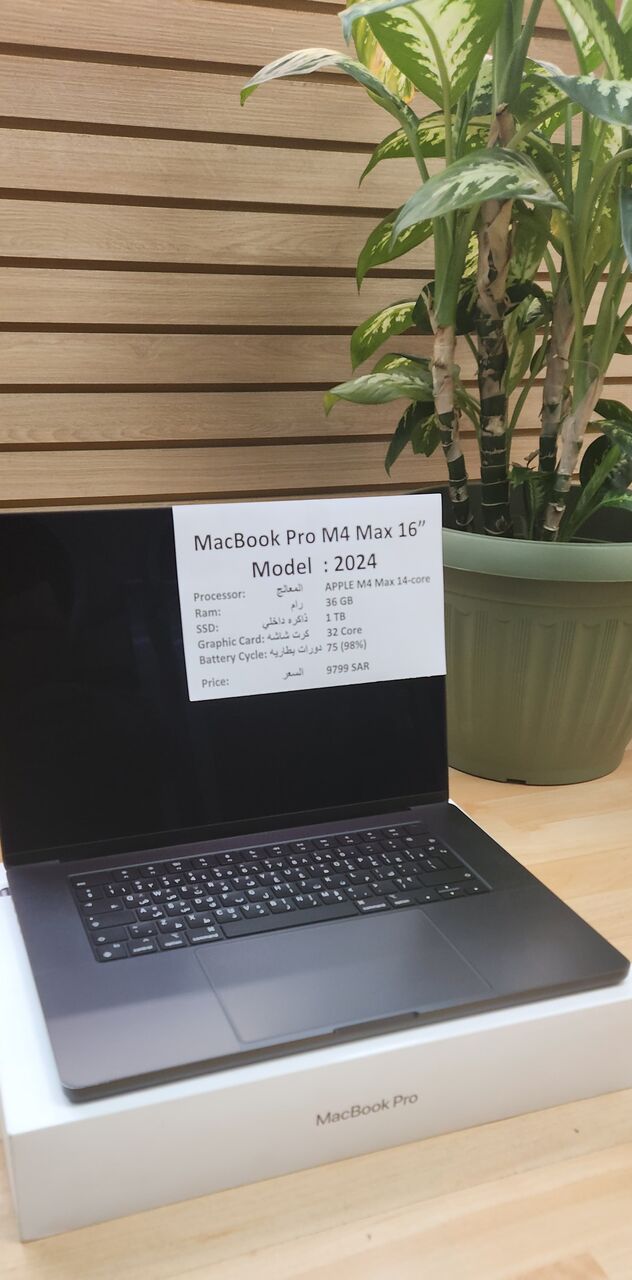 Olaya, Computers, SAR 9799,  MacBook Pro M4 Max 16&rdquo; 2024 36/1TB CPU:14 CORE GPU:32CORE BC:75(98%)