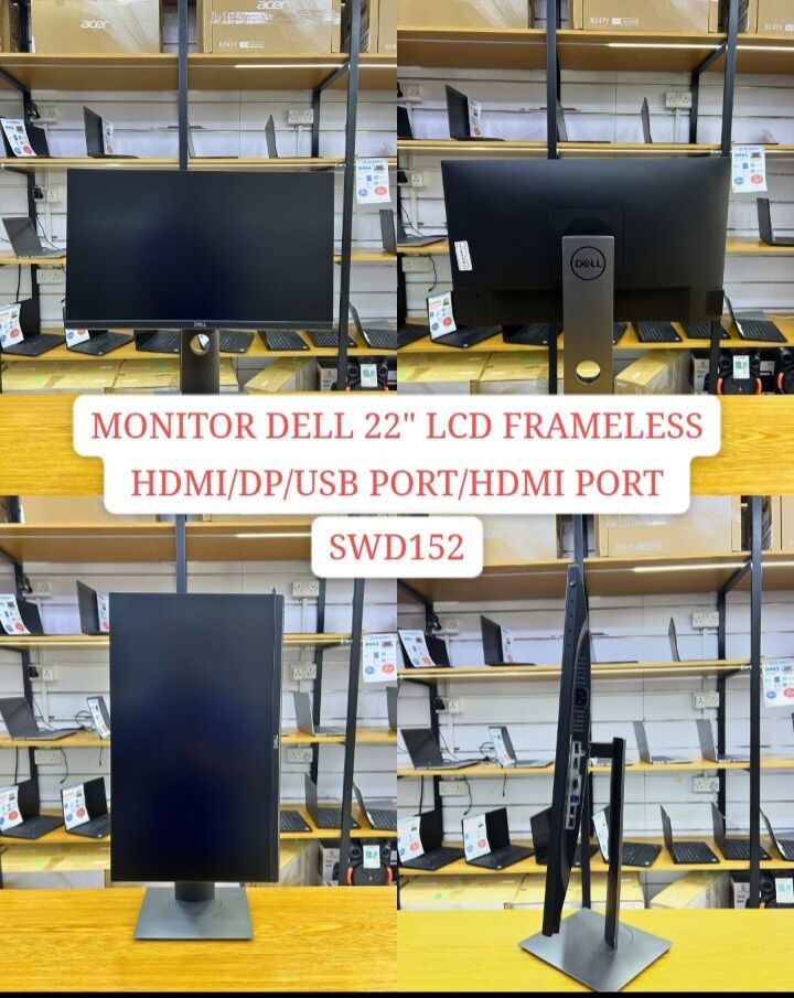 Manama, Computers, BHD 28,  Dell 22-inch Frameless Monitor Featuring HDMI, DisplayPort, And USB Ports