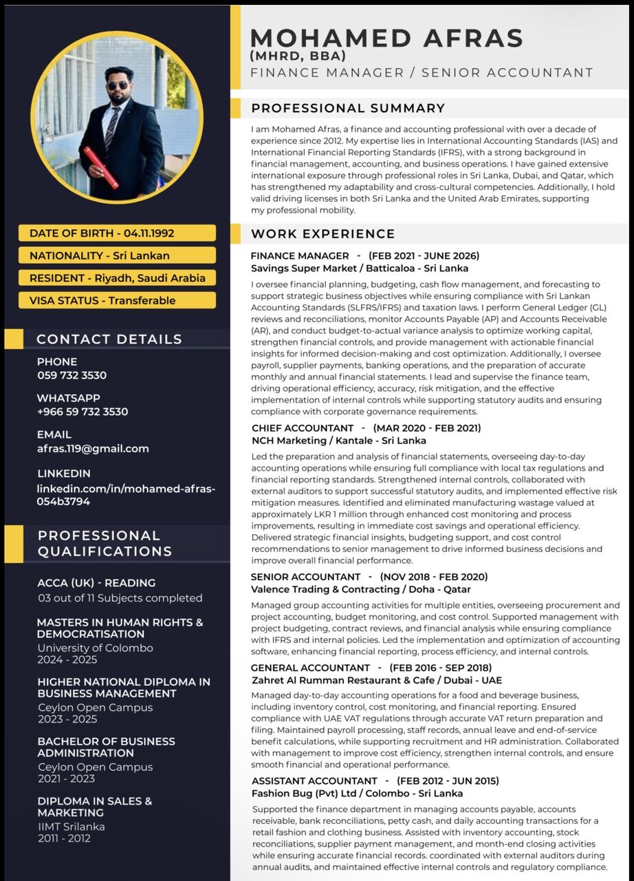 Riyadh, Job Seekers, Senior Accountant