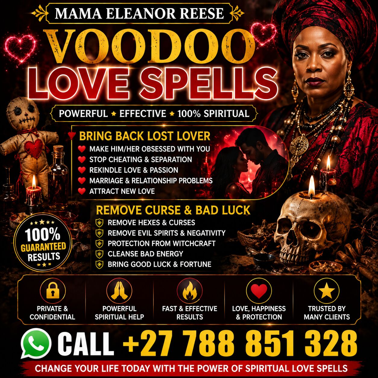 Cape Town, Health, 🌟 VOODOO LOVE SPELLS MAMA ELEANOR REESE | REMOVE CURSE & BAD LURCK CALL+27788851328 🔮