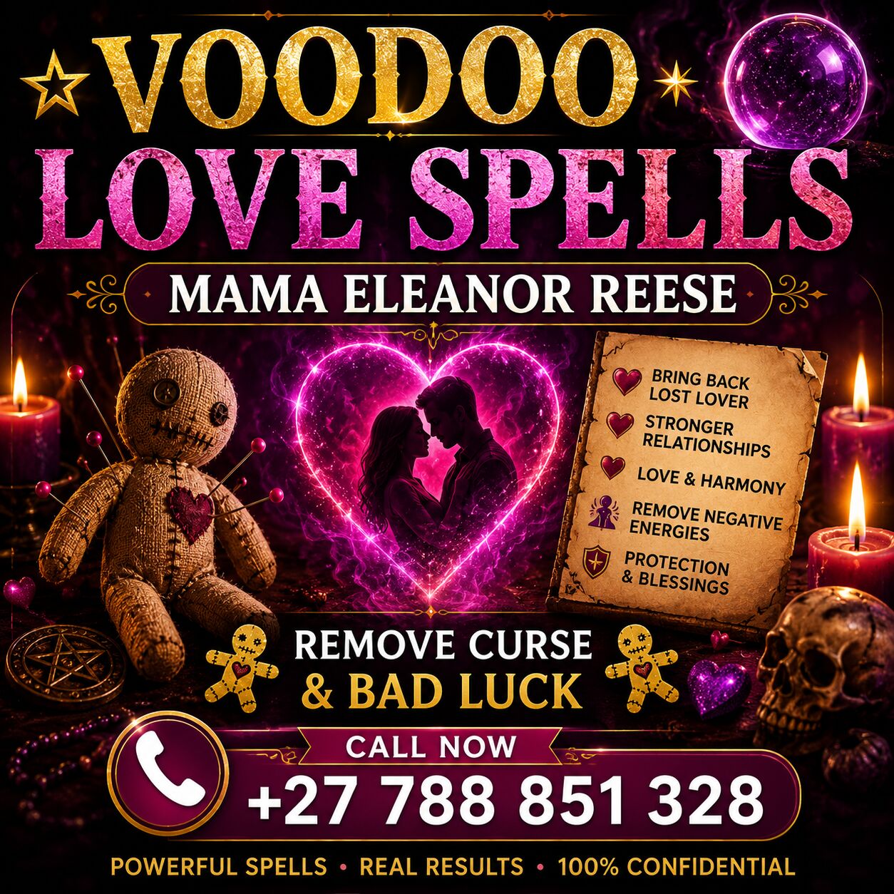 Cape Town, Health, 🌟 VOODOO LOVE SPELLS MAMA ELEANOR REESE | REMOVE CURSE & BAD LURCK CALL+27788851328 🔮