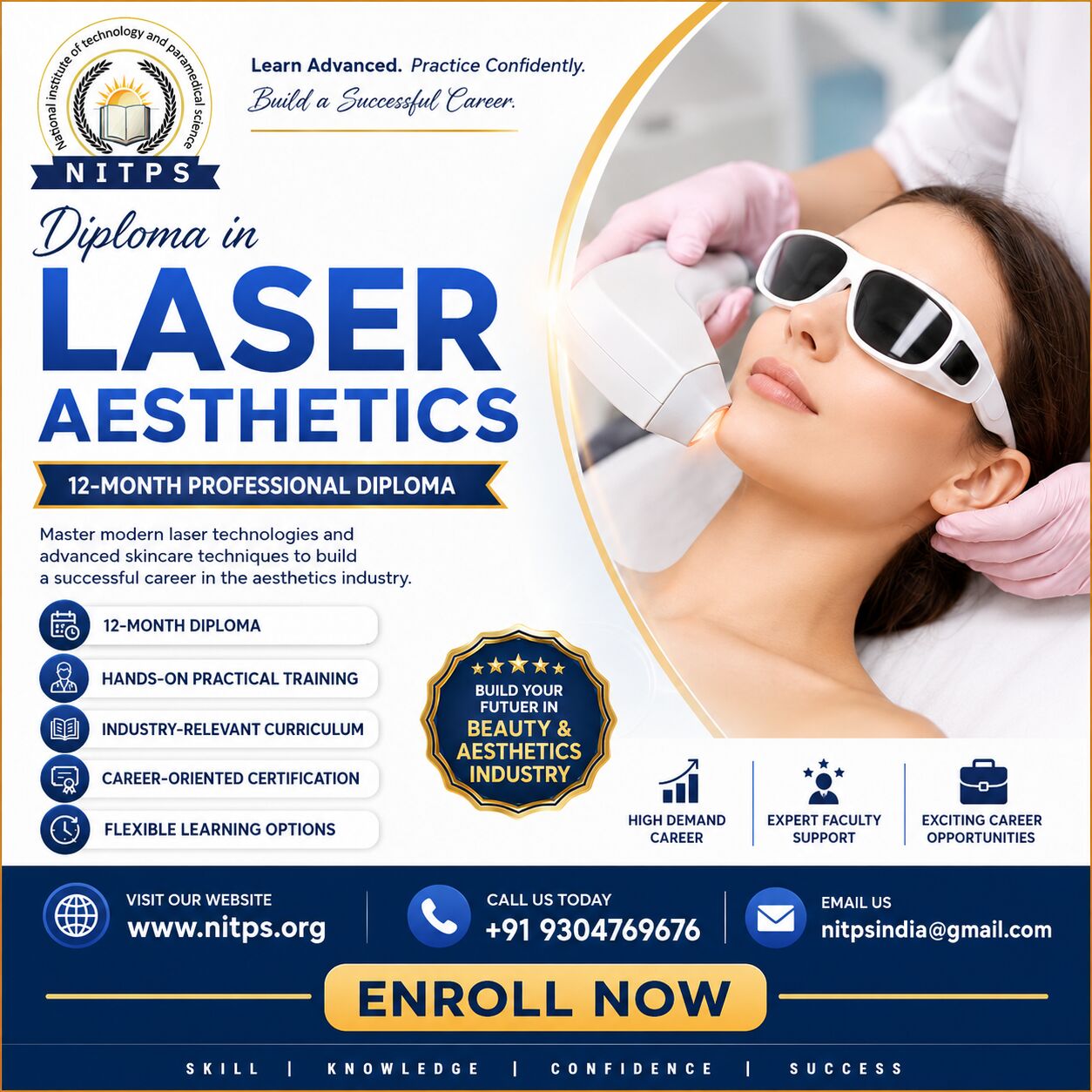 Ghaziabad, Education, Diploma In Laser Aesthetics (12 Months) | Professional Beauty & Skin Care Course | NITPS
