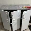 SAR 50,  3-Door Shoe Cabinet (White With Grey Top)