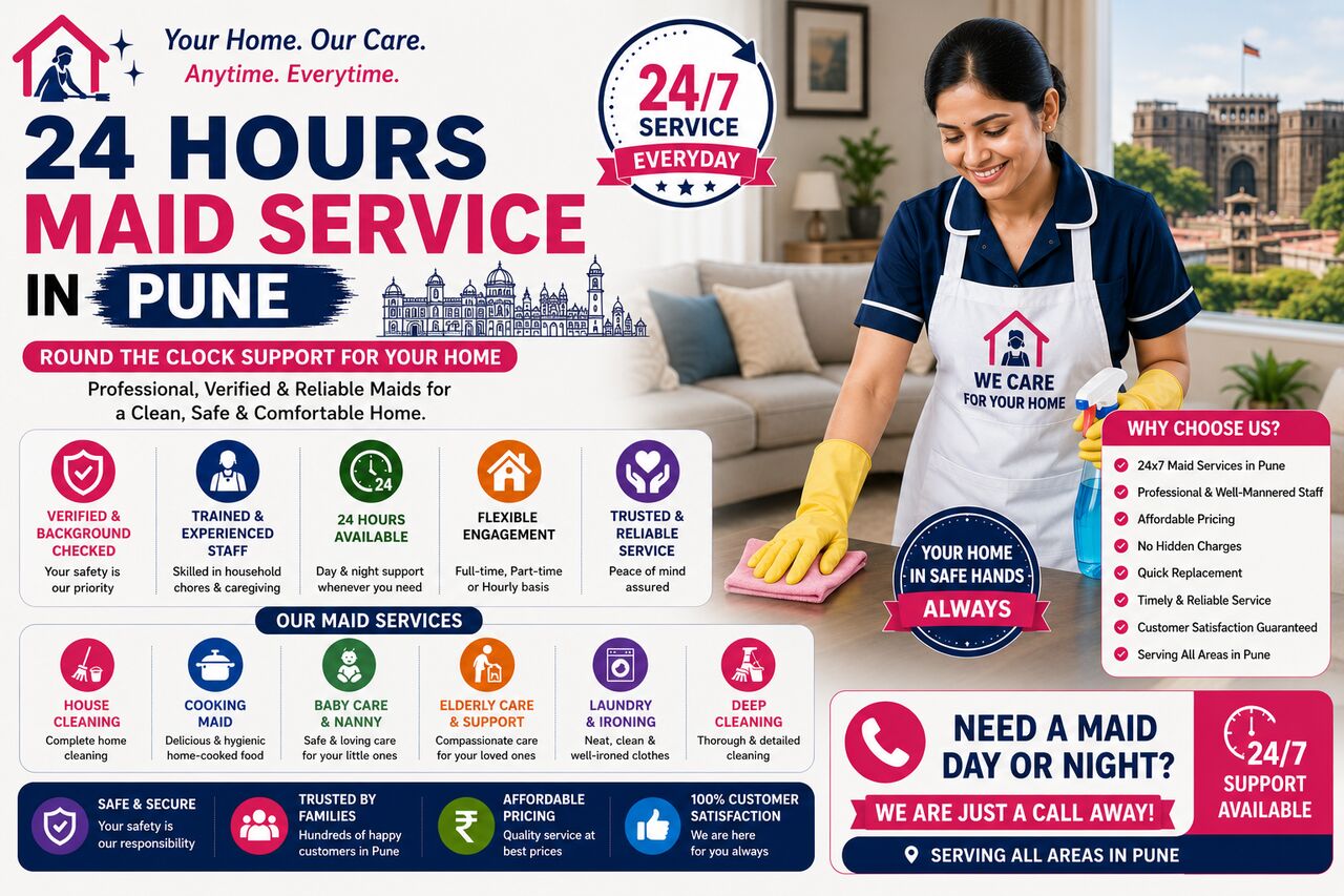 Pune, Business, Round-the-Clock Household Assistance Through 24 Hours Maid Service In Pune