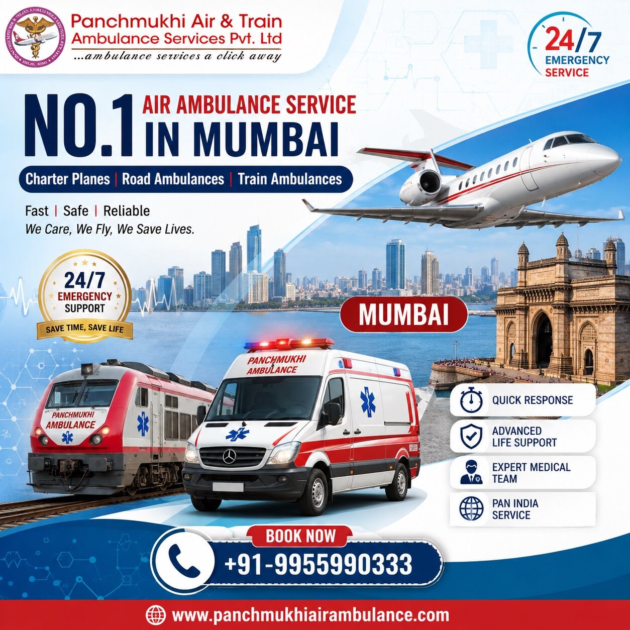 Mumbai, Health, Panchmukhi ICU Air Ambulance In Mumbai - Emergency Patient Transfer Arranged Without Delay