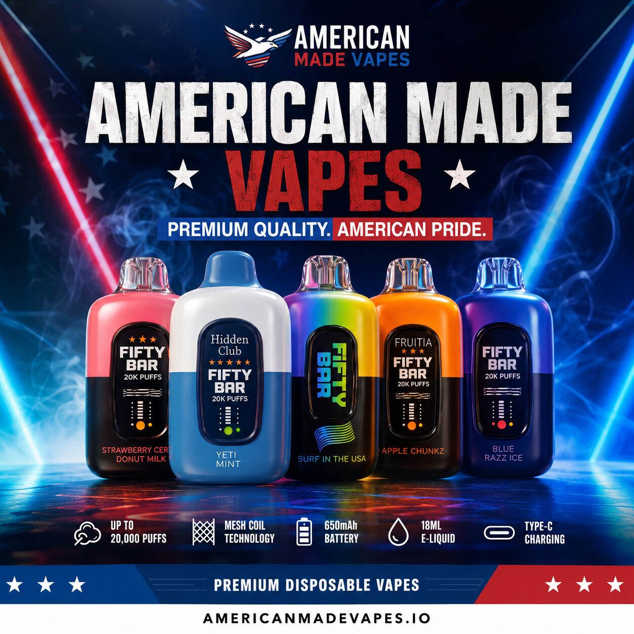New York, Electronics, USD 8,  Shop Authentic Fifty Bar Disposable Vapes At American Made Vapes