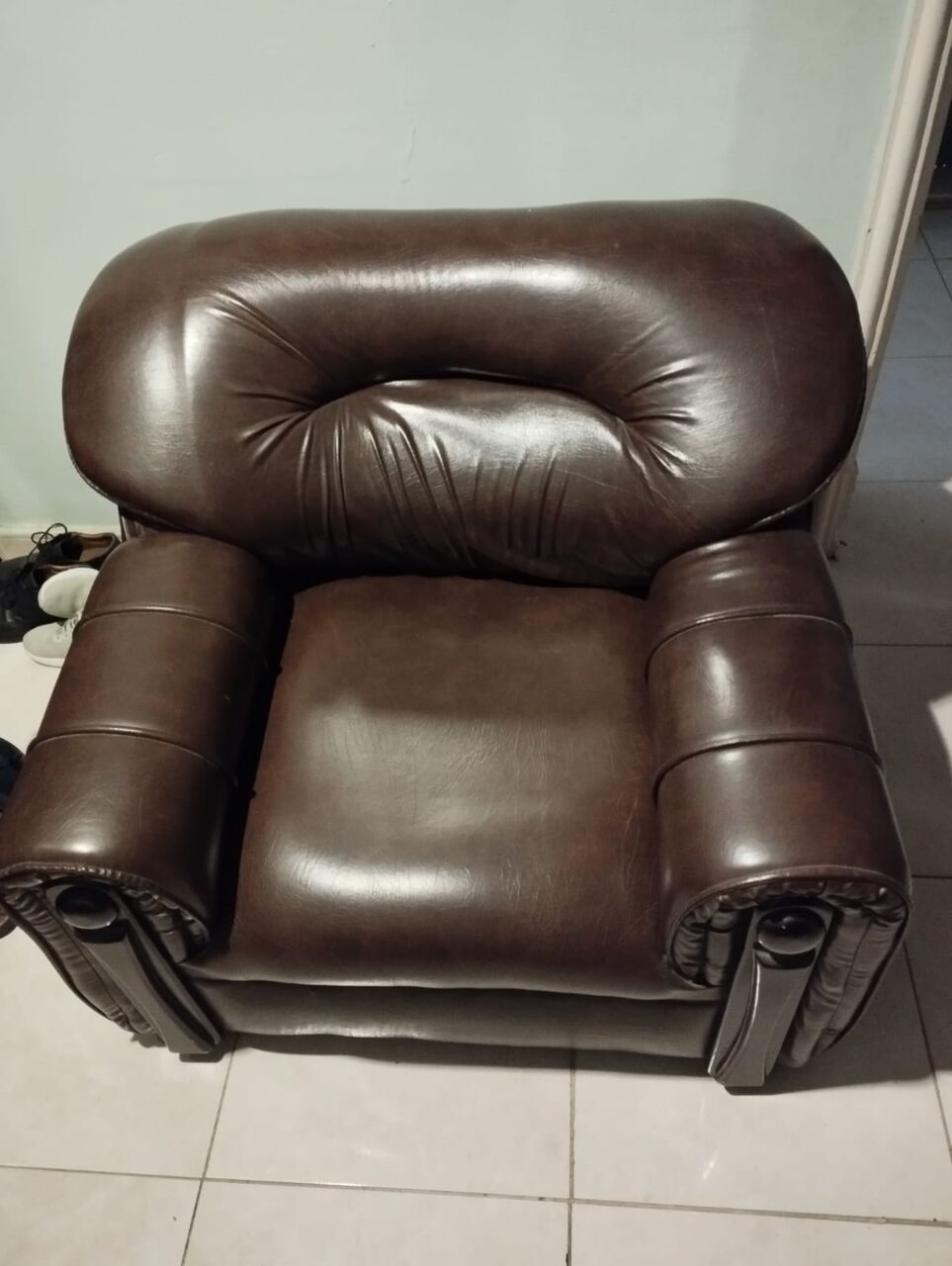 Al Aziziyah, Furniture, SAR 40,  Brown Leather Sofa