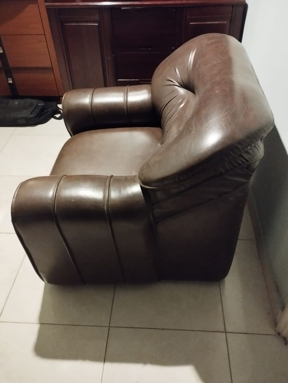 Al Aziziyah, Furniture, SAR 40,  Brown Leather Sofa