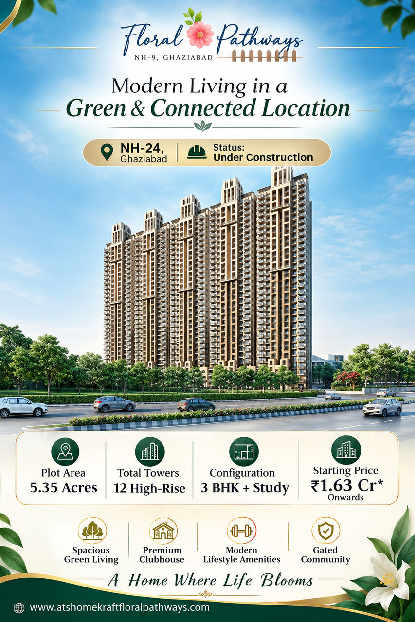 Ghaziabad, Real Estate, Apartments At A Prime Location Like NH-24, Ghaziabad, Featuring Homekraft Floral Pathways