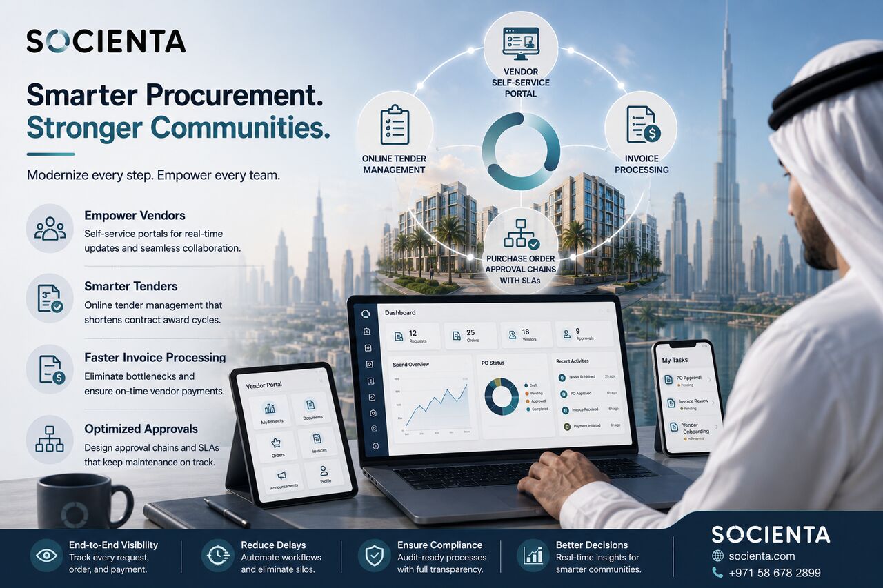 Dubai, Software Development, Stop Procurement Delays With Smart Vendor Self-Service Portals For UAE Property Teams