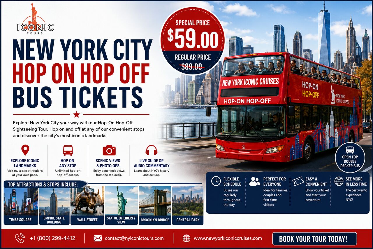 New York, Tickets, USD 59,  New York City Hop On Hop Off Bus Tickets