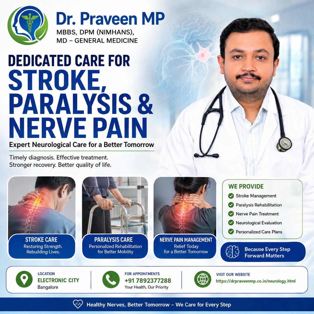 Bangalore, Health, 🧠 Dedicated Care For Stroke, Paralysis & Nerve Pain - Dr. Praveen MP