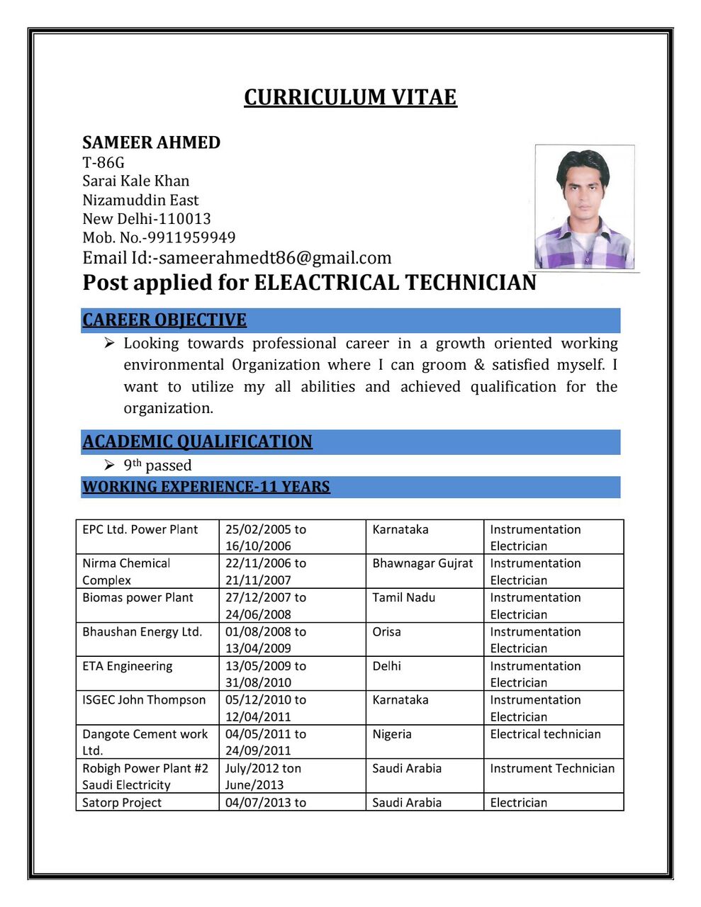 Riyadh, Job Seekers, Electrical Technician And Insturment Technician