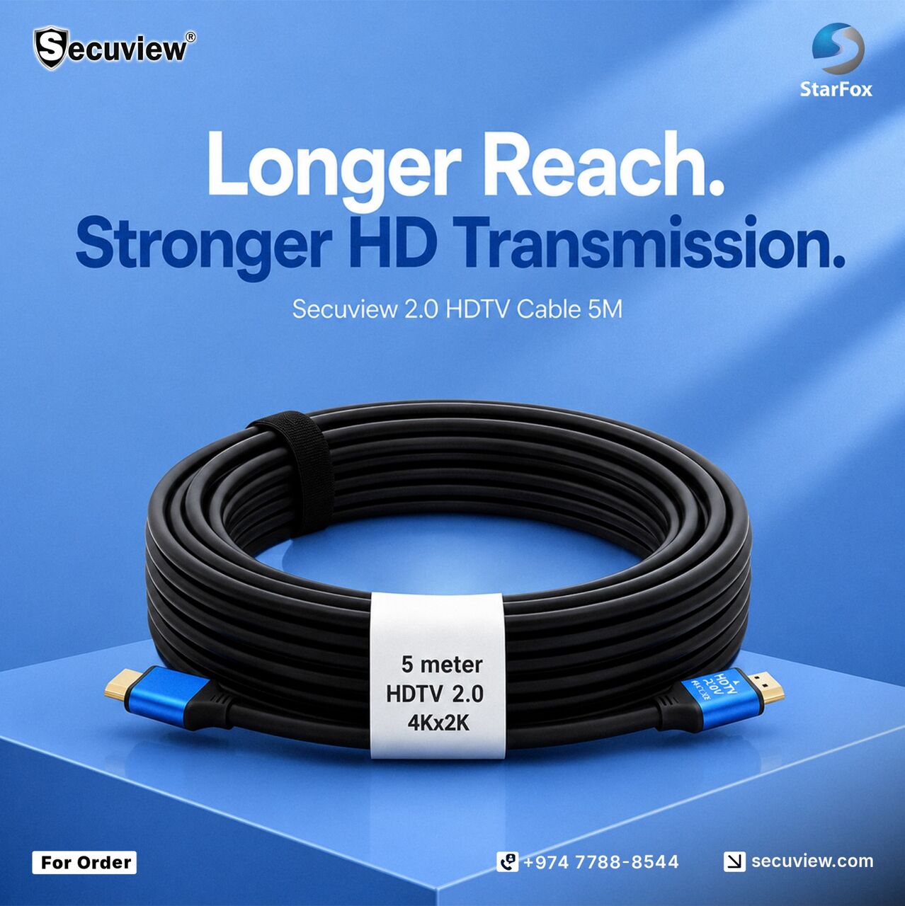 Doha, Electronics, QAR 26,  Secuview 2.0 HDTV Cable 5M | Strong & Stable HD Transmission.