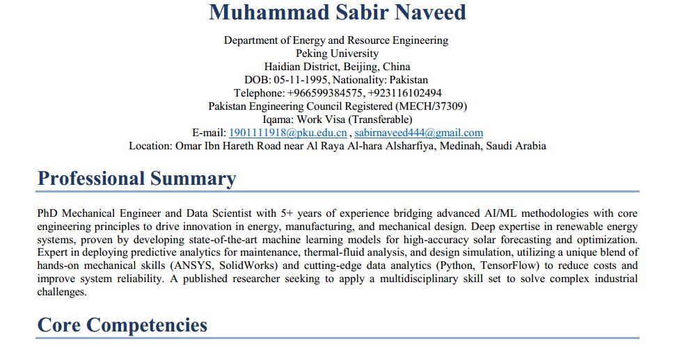 Riyadh, Job Seekers, Mechanical Engineer | PhD | Renewable Energy | AI Engineer | Transferable Iqama