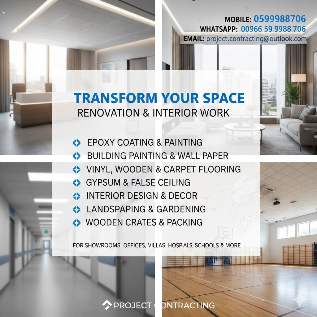 Ras Tanura, Construction, Facility Management & Maintenance Services✅Cleaning✅Renovation✅Restorations✅....