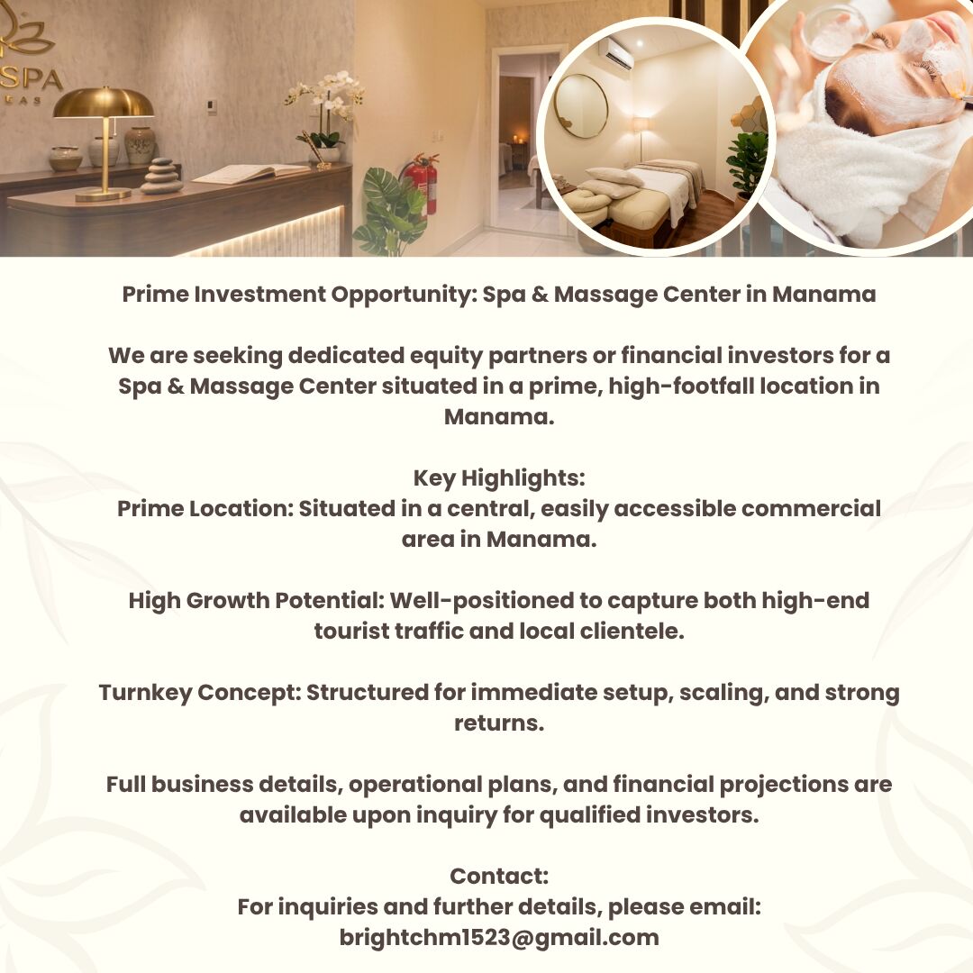 Manama, Business Partners, Prime Investment Opportunity: Spa & Massage Center In Manama