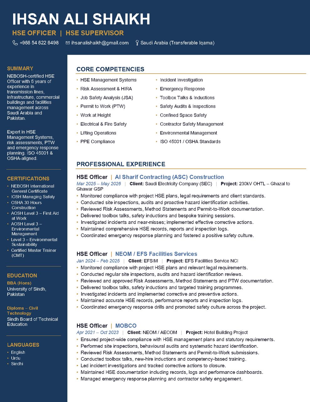 Riyadh, Job Seekers, HSE Officer