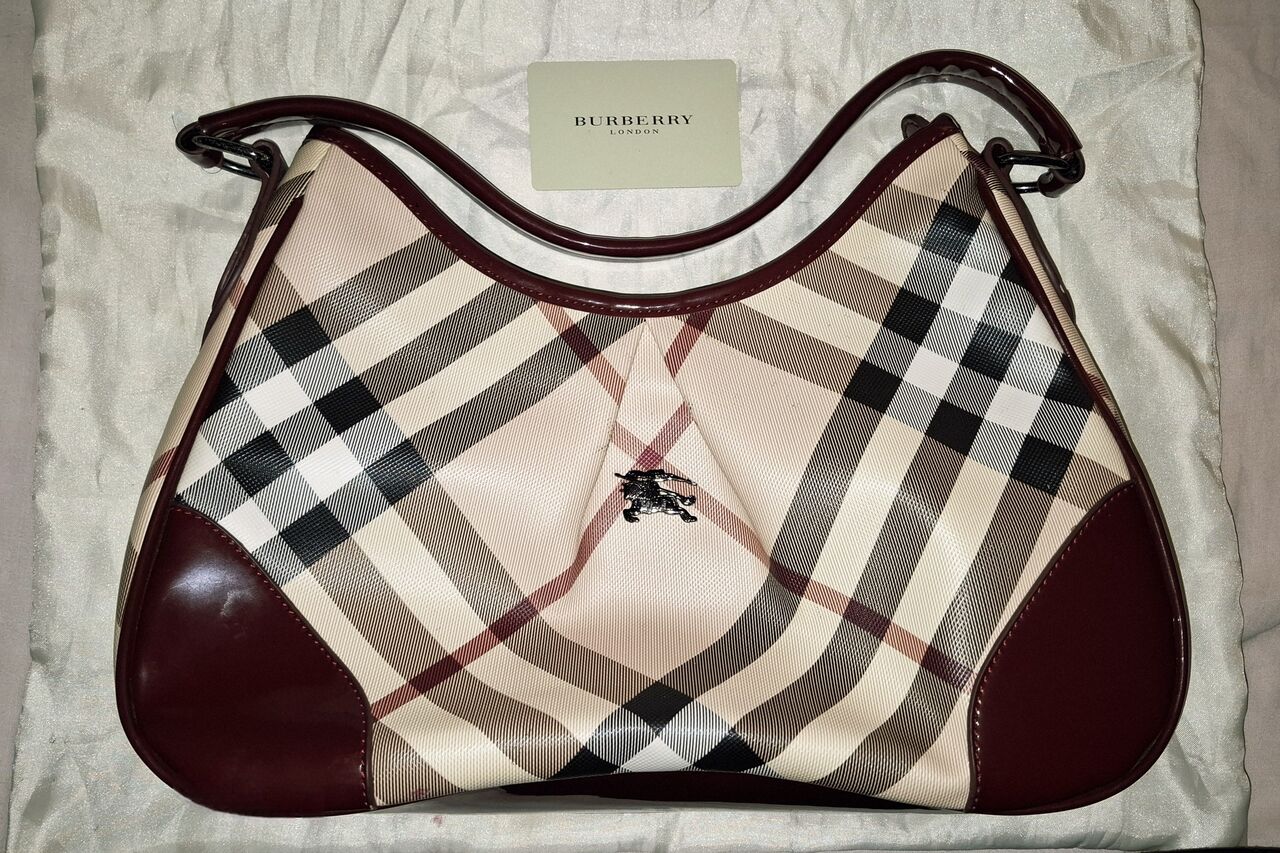 Riyadh, Clothing & Accessories, SAR 550,  Burberry Nova Check Coated Canvas Hobo Bag