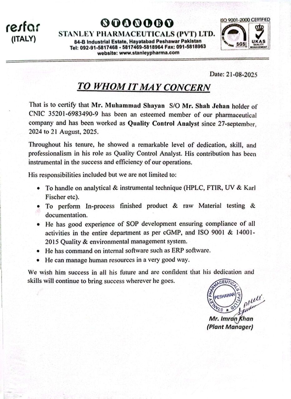 Riyadh, Job Seekers, Quality Control Chemist, Lab Analyst, QC Chemist, Spectroscopies FTIR, HPLC, UV, AA