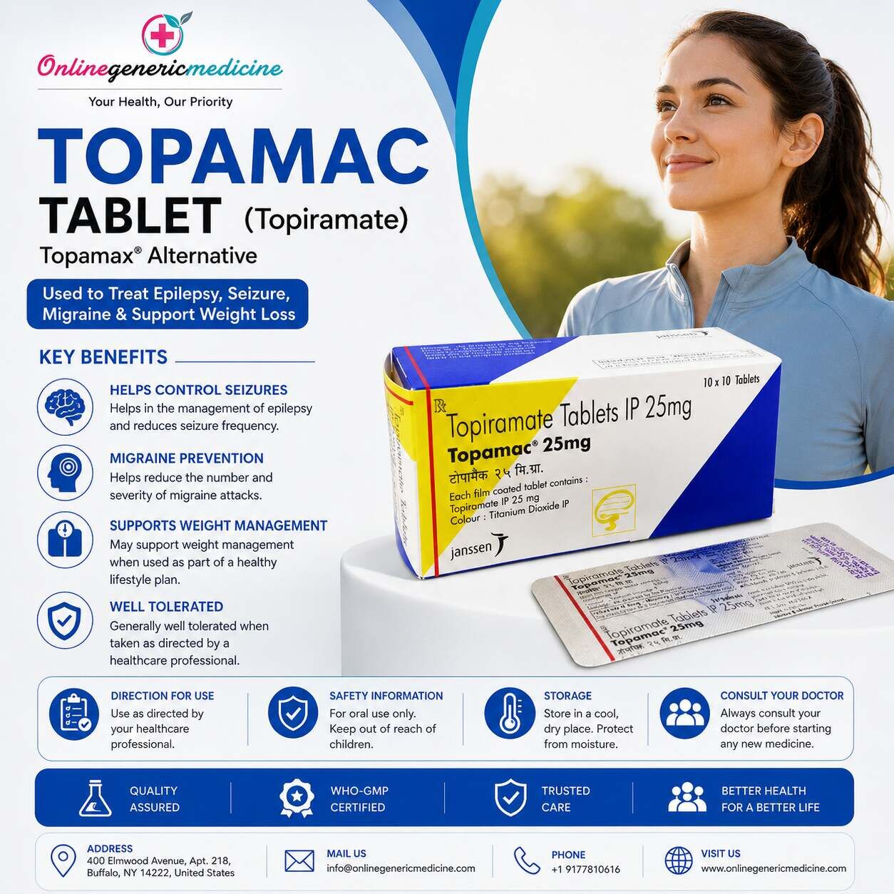 New York, Health & Beauty Items, USD 10,  Topamac  (Topiramate) | Topamax Alternative | Epilepsy, Seizure & Migraine Relief | Online