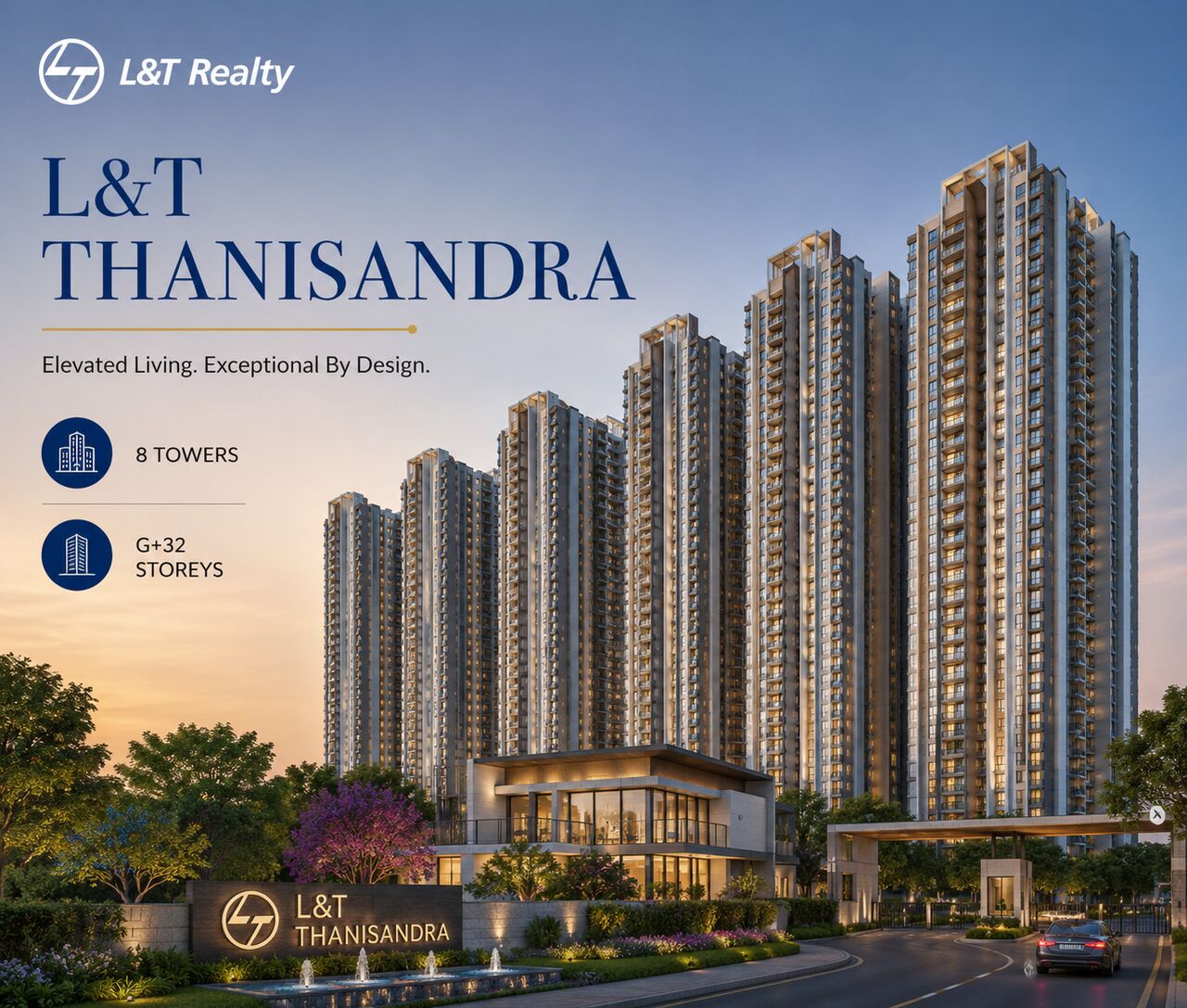 Mumbai, Real Estate For Sale, INR 30000000,  3 BR,  16002400 Sq. Meter,  L&T Thanisandra Near Educational Institutes & Manyata Tech Park