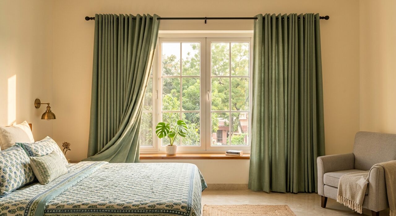 Mumbai, Household Items, INR 1899,  Handloom Cotton Curtains For Bedroom &ndash; Natural Dyes
